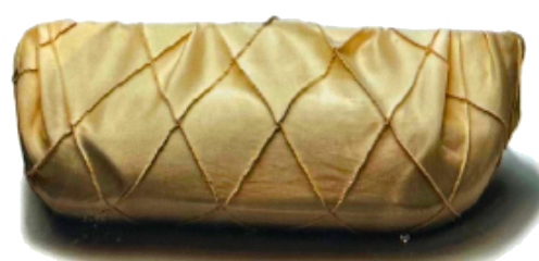 Gold quilted satin clutch
