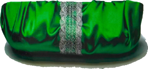 Emerald green clutch with crystal stripe